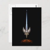 Angel Wing Sword of Arkledious Fractal Art Black Briefkaart (Voorkant / Achterkant)