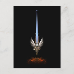 Angel Wing Sword of Arkledious Fractal Art Black Briefkaart