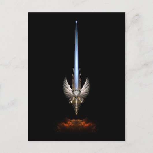 Angel Wing Sword of Arkledious Fractal Art Black Briefkaart (Voorkant)