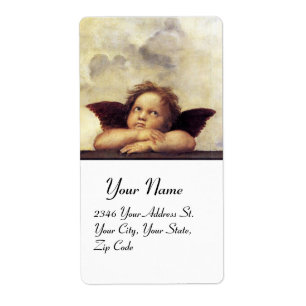 ANGEL / Winged Cherub, bruin, wit Etiket