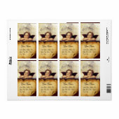 ANGEL / Winged Cherub, bruine perkament, wit Etiket (Full Sheet)