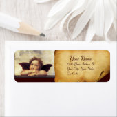 ANGEL / Winged Cherub, bruine perkament, wit Etiket (Insitu)