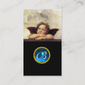 ANGEL Winged Cherub Monogram Blue Sapphire black Visitekaartje (Achterkant)