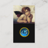 ANGEL Winged Cherub Monogram Blue Sapphire black Visitekaartje (Achterkant)