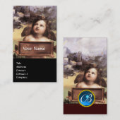 ANGEL Winged Cherub Monogram Blue Sapphire black Visitekaartje (Voorkant / Achterkant)