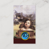 ANGEL Winged Cherub Monogram Blue Sapphire black Visitekaartje (Achterkant)