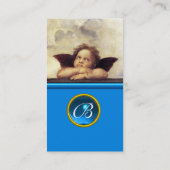 ANGEL Winged Cherub Monogram Blue Sapphire Silver Visitekaartje (Achterkant)