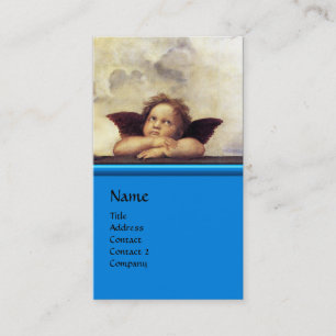 ANGEL Winged Cherub Monogram Blue Sapphire Silver Visitekaartje