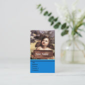 ANGEL Winged Cherub Monogram Blue Sapphire Silver Visitekaartje (Staand voorkant)