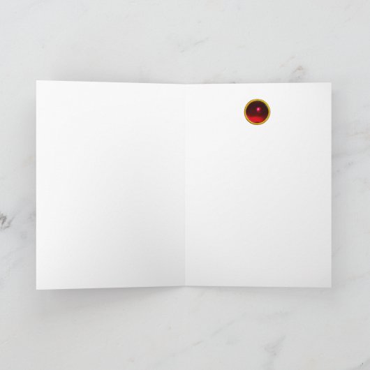 ANGEL, Winged Cherub, Red Ruby, Parchment Feestdagen Kaart (Binnen)