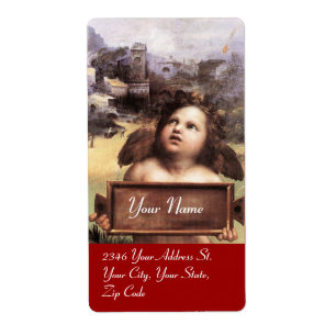 ANGEL / Winged Cherub, rood Etiket