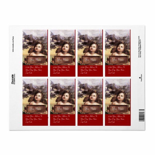 ANGEL / Winged Cherub, rood Etiket (Full Sheet)