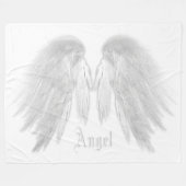 ANGEL WINGS Aangepaste naam Grijs Wit Fleece Deken (Voorkant (Horizontaal))