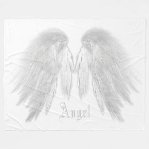 ANGEL WINGS Aangepaste naam Grijs Wit Fleece Deken
