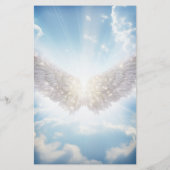 Angel Wings and Clouds Monogram Stationery Briefpapier (Achterkant)