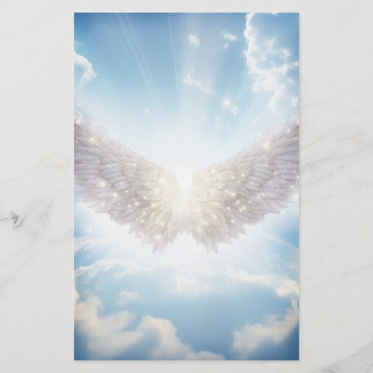 Angel Wings and Clouds Monogram Stationery Briefpapier (Achterkant)
