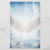 Angel Wings and Clouds Monogram Stationery Briefpapier (Voorkant)