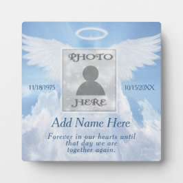 Angel Wings and Clouds Photo Memorial Plaque Fotoplaat