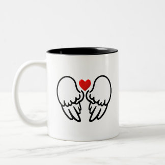 Angel Wings and Heart Minimalis 天使の羽とハートのシンプルマグカップ Tweekleurige Koffiemok