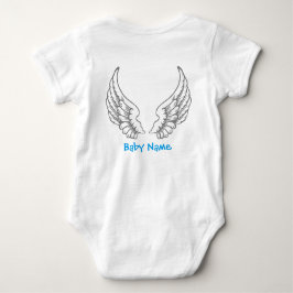 Angel Wings Baby Naam Blauw Bodysuit Grijs