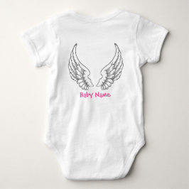 Angel Wings Baby Naam Roze Bodysuit Grey