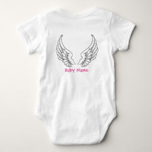 Angel Wings Baby Naam Roze Bodysuit Grey