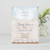Angel wings Baby Shower-uitnodigingen voor Boy Kaart (Staand voorkant)
