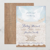 Angel wings Baby Shower-uitnodigingen voor Boy Kaart (Voorkant / Achterkant)