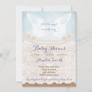 Angel wings Baby Shower-uitnodigingen voor Boy Kaart
