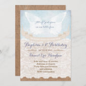 Angel Wings Baptism en 1st Birthday voor jongen Kaart (Voorkant / Achterkant)