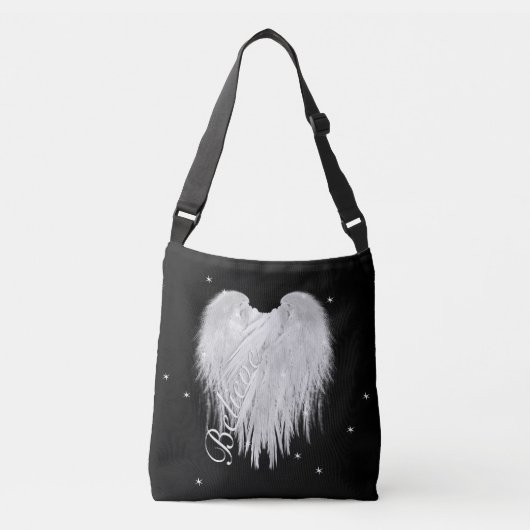 ANGEL WINGS 'Believe' Heart Black Starry Crossbody Tas (Voorkant)