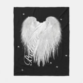 ANGEL WINGS 'Believe' Heart Black Starry Fleece Deken (Voorkant)