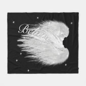 ANGEL WINGS 'Believe' Heart Black Starry Fleece Deken (Voorkant (Horizontaal))