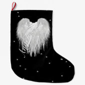 ANGEL WINGS 'Believe' Heart Black Starry Grote Kerstsok (Voorkant)