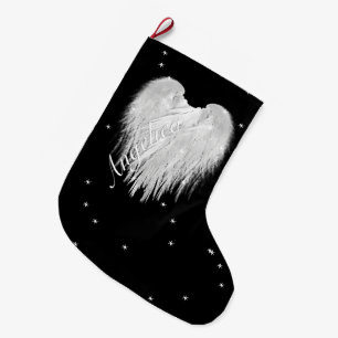 ANGEL WINGS 'Believe' Heart Black Starry Grote Kerstsok