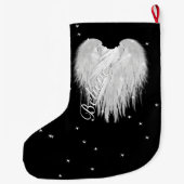 ANGEL WINGS 'Believe' Heart Black Starry Grote Kerstsok (Achterkant)