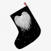 ANGEL WINGS 'Believe' Heart Black Starry Grote Kerstsok (Achterkant (Hangend))