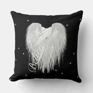 ANGEL WINGS 'Believe' Heart Black Starry Kussen