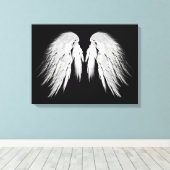 ANGEL WINGS Black Canvas Afdruk (Insitu (Houten vloer))