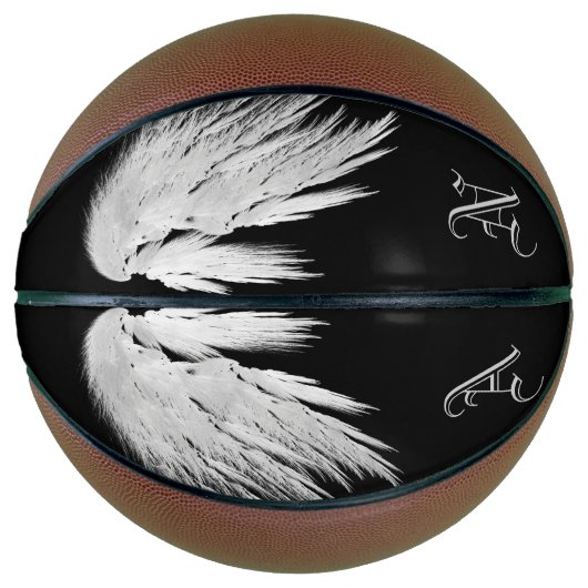 ANGEL WINGS Black Custom Monogram Basketbal (Voorkant)