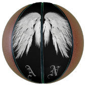 ANGEL WINGS Black Custom Monogram Basketbal (Verticaal)
