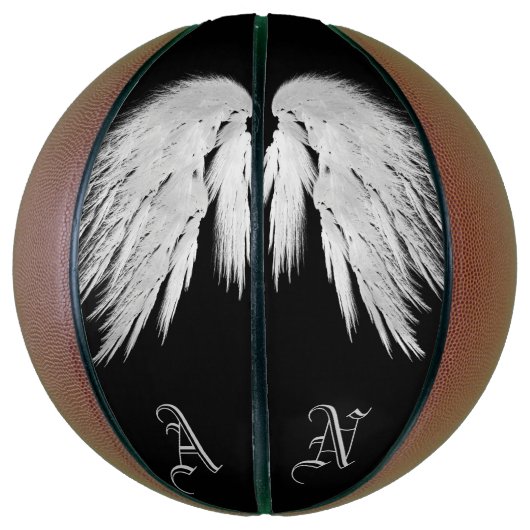 ANGEL WINGS Black Custom Monogram Basketbal (Verticaal)