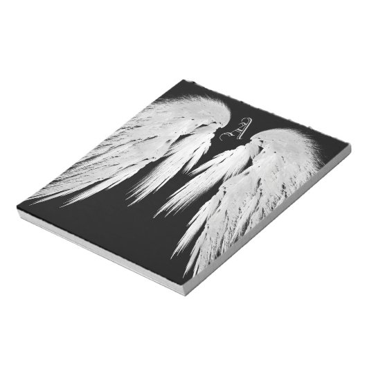 ANGEL WINGS Black Custom Monogram Notitieblok (Linkerzijde)