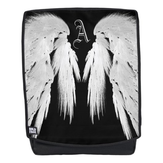 ANGEL WINGS Black Custom Monogram Rugtassen (Voorkant)