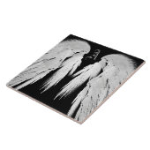 ANGEL WINGS Black Custom Monogram Tegeltje (Zijkant)
