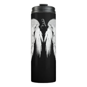 ANGEL WINGS Black Custom Monogram Thermosbeker