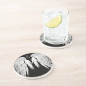 ANGEL WINGS Black Custom Monogram Zandsteen Onderzetter (Zijkant)