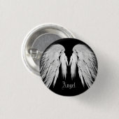 ANGEL WINGS Black Custom Name Ronde Button 3,2 Cm (Voorkant /achterkant)