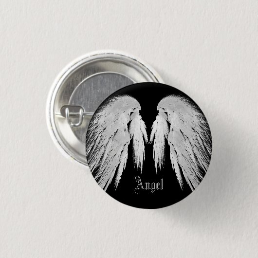 ANGEL WINGS Black Custom Name Ronde Button 3,2 Cm (Voorkant /achterkant)