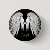 ANGEL WINGS Black Custom Name Ronde Button 3,2 Cm (Voorkant)